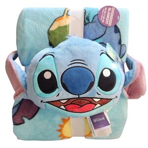 Disney's Stitch Oversized Blanket (60" x 90") & Pillow Set by Nogginz - NWT